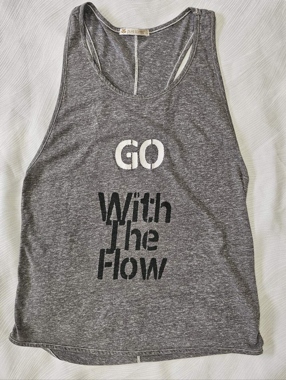 Pure Karma GO With The Flow Women's Gray Racerback Tank Top